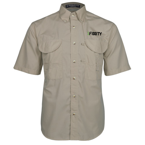 Khaki Fishing Shirt Performance Short Sleeve-1Finity Wordmark