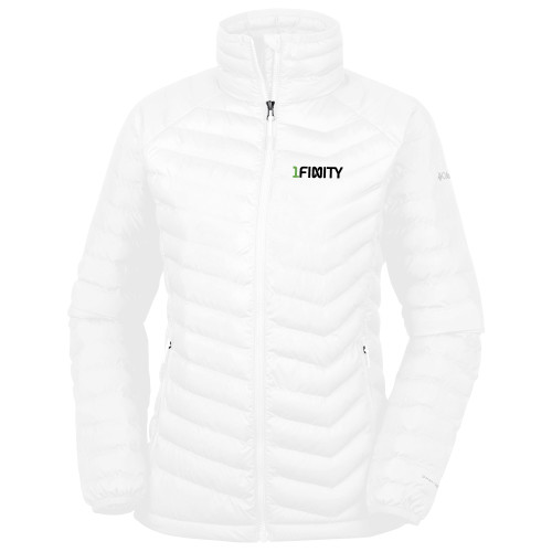 Columbia Womens White Powder Lite Jacket-1Finity Wordmark