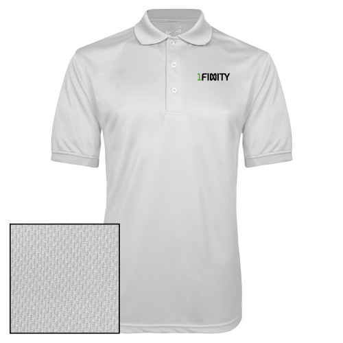 White Dry Mesh Polo-1Finity Wordmark