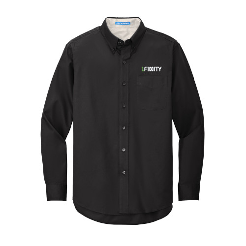 Black Twill Button Down Long Sleeve-1Finity Wordmark