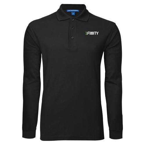 Black Long Sleeve Polo-1Finity Wordmark