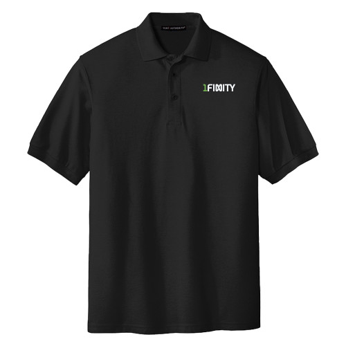 Extended Black Silk Touch Polo-1Finity Wordmark