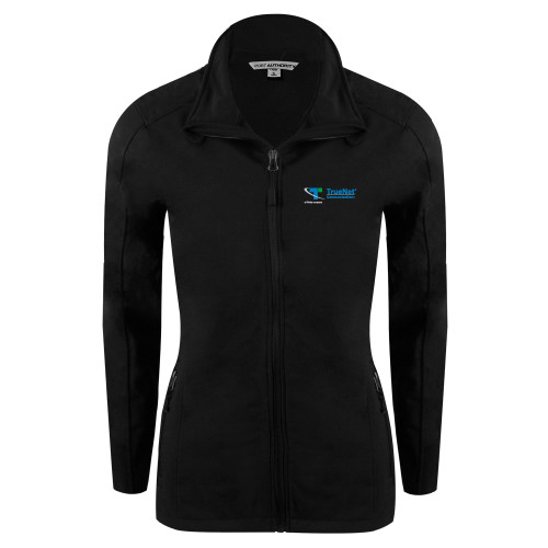 Womens Black Softshell Jacket-TrueNet Communications Flat