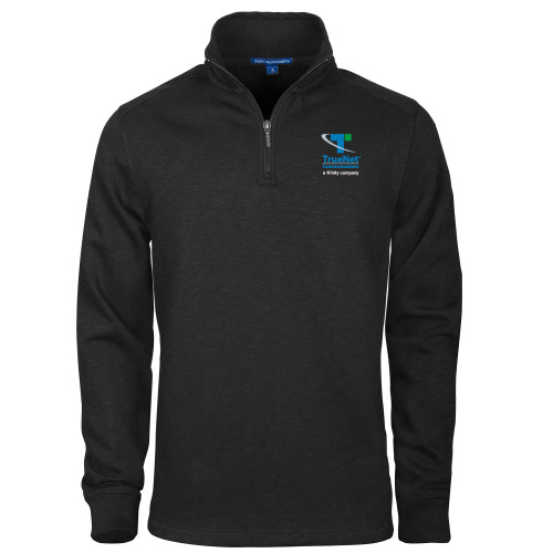 Black Slub Fleece 1/4 Zip Pullover-TrueNet Communications Stacked