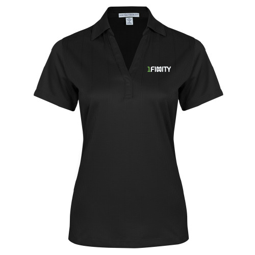 Womens Black Performance Fine Jacquard Polo-1Finity Wordmark