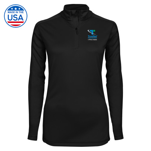 Syntrel Womens Black Interlock 1/4 Zip-TrueNet Communications Stacked
