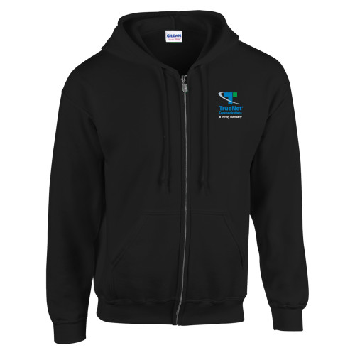Black Fleece Full Zip Hoodie-TrueNet Communications Stacked