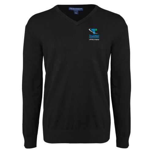 Black VNeck Sweater-TrueNet Communications Stacked