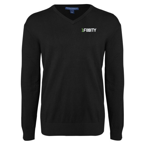 Black VNeck Sweater-1Finity Wordmark