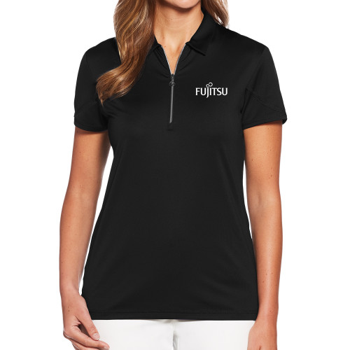 Callaway Womens Black Tulip Sleeve Zip Polo-Fujitsu