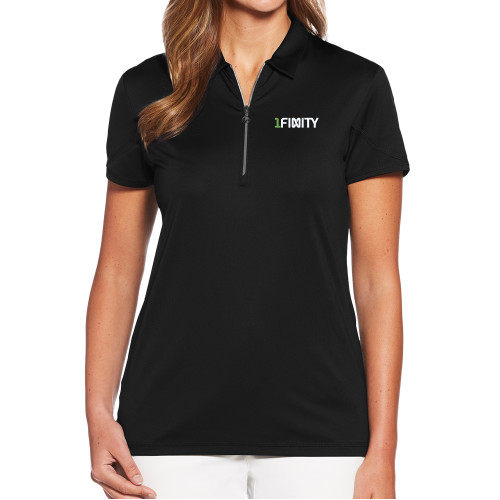Callaway Womens Black Tulip Sleeve Zip Polo-1Finity Wordmark