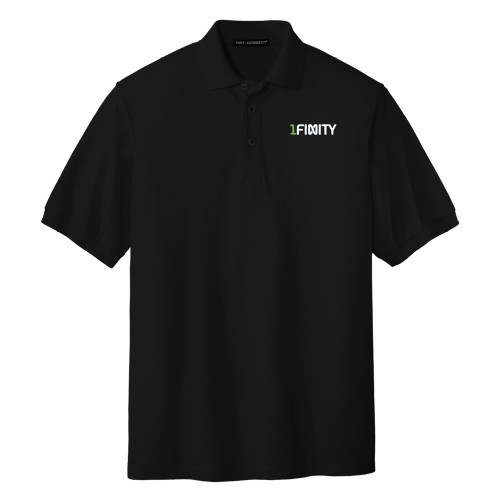 Black Silk Touch Polo-1Finity Wordmark