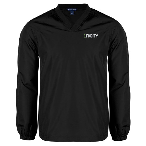 Black V Neck Raglan Windshirt-1Finity Wordmark