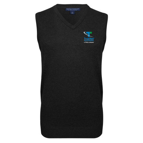 Black VNeck Sweater Vest-TrueNet Communications Stacked