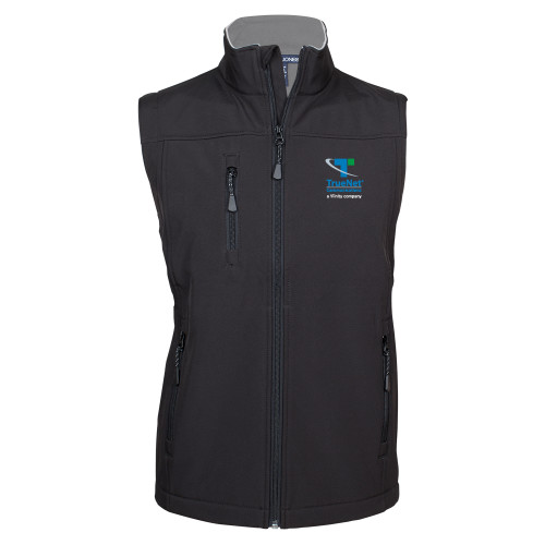 Black Premium Softshell Vest-TrueNet Communications Stacked