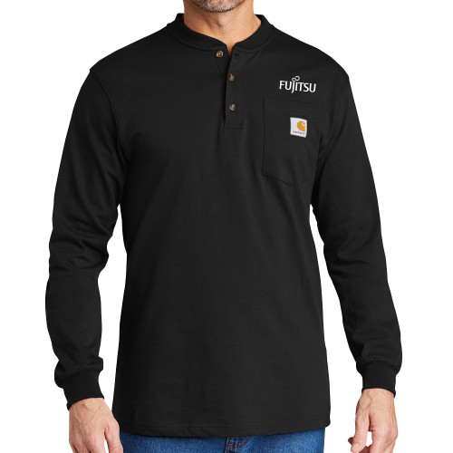 Carhartt Black Long Sleeve Henley Shirt-Fujitsu