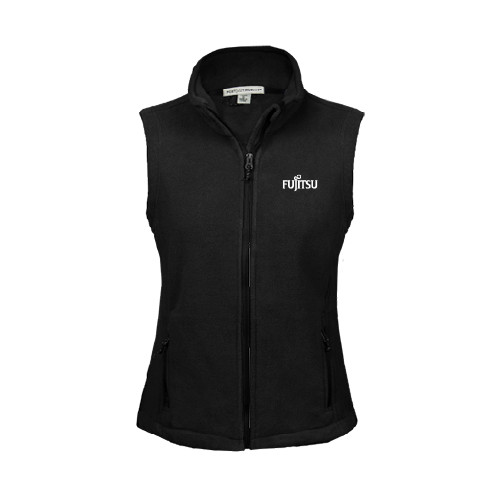 Womens Black Fleece Full Zip Vest-Fujitsu