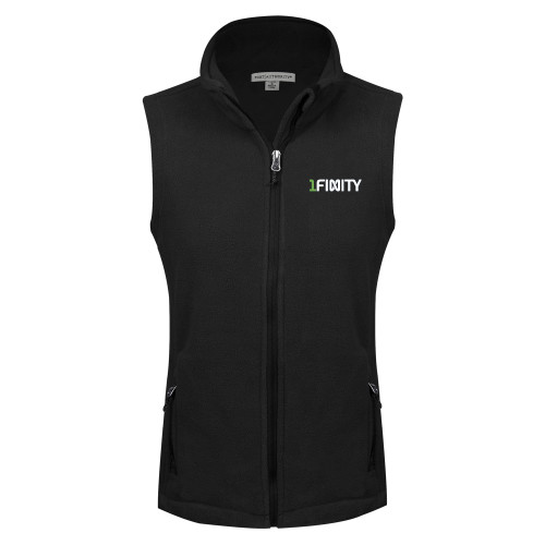 Womens Black Fleece Full Zip Vest-1Finity Wordmark