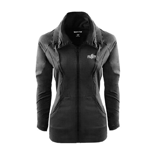 Womens Black Sport Wick Stretch Full Zip Jacket-Fujitsu
