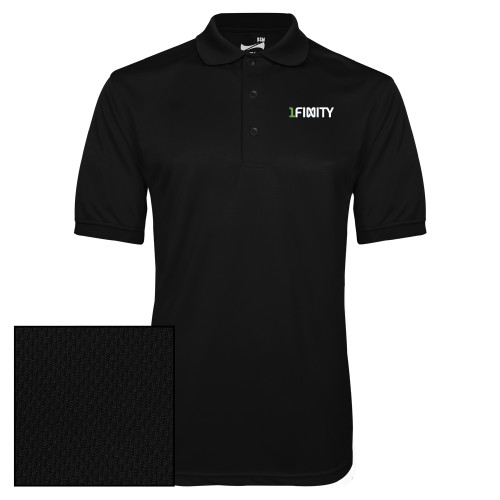 Black Dry Mesh Polo-1Finity Wordmark