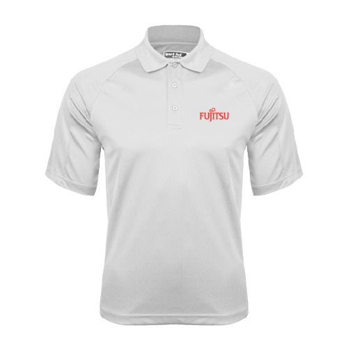 White Textured Saddle Shoulder Polo-Fujitsu