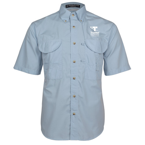 Light Blue Fishing Shirt Performance Short Sleeve -TrueNet Communications Stacked