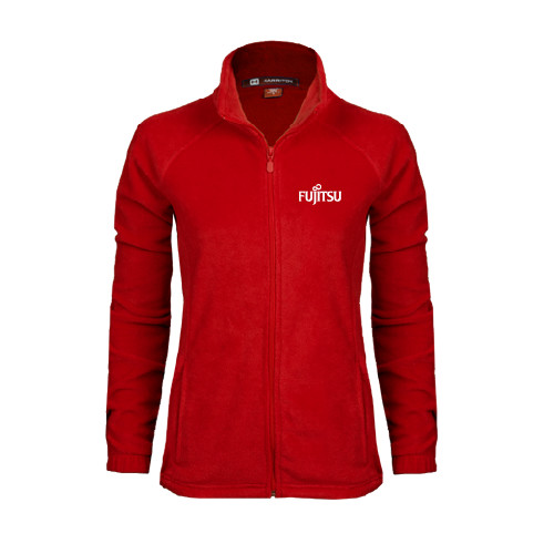 Womens Red Fleece Full Zip Jacket-Fujitsu