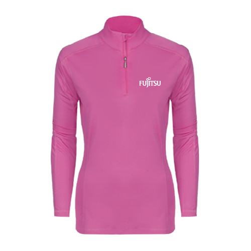 Syntrel Womens Raspberry Interlock 1/4 Zip-Fujitsu
