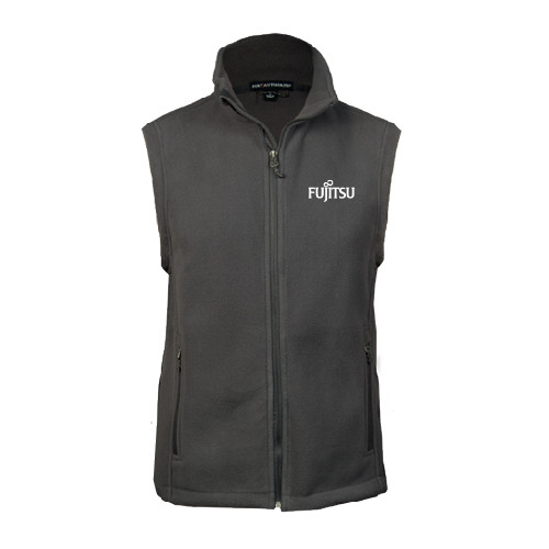 Charcoal Fleece Full Zip Vest-Fujitsu