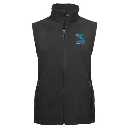 Charcoal Fleece Full Zip Vest-TrueNet Communications Stacked