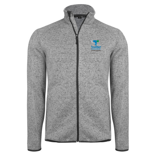 Grey Heather Sweater Fleece Jacket-TrueNet Communications Stacked