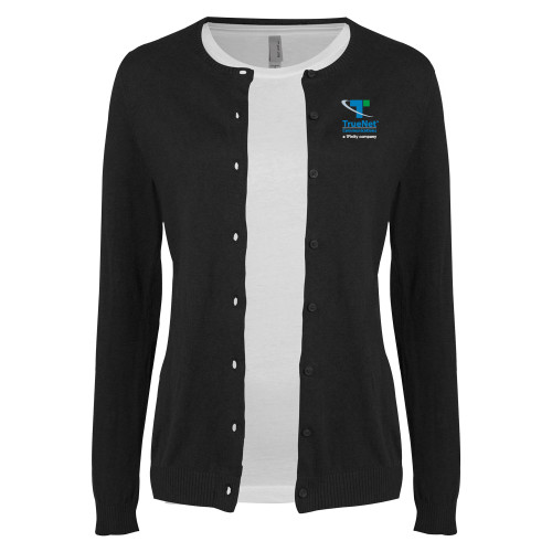 Womens Black Cardigan Sweater-TrueNet Communications Stacked