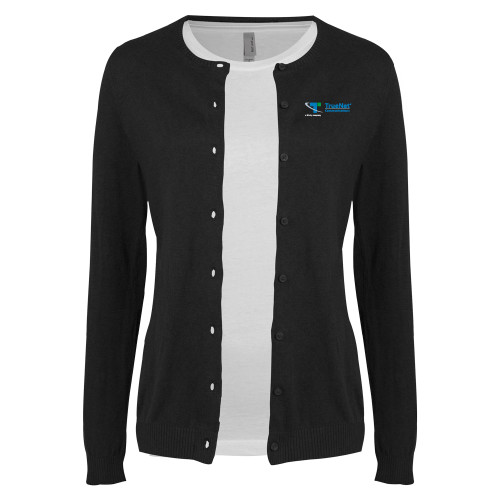 Womens Black Cardigan Sweater-TrueNet Communications Flat