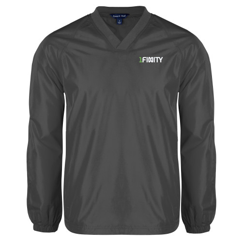Charcoal V Neck Raglan Windshirt-1Finity Wordmark