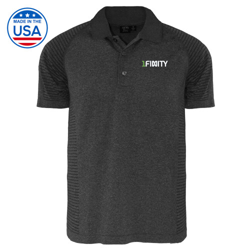 Heather Charcoal Body Mapping Polo-1Finity Wordmark