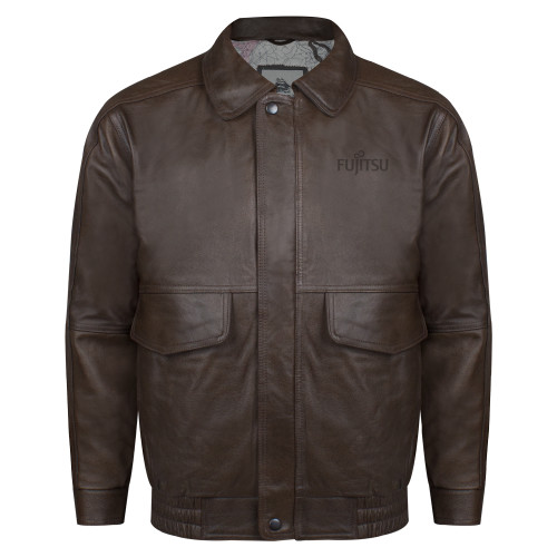 Brown Buffed Bomber Jacket-Fujitsu