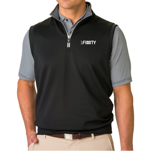 Fairway & Greene Black/Grey Heather Caves 1/4 Zip Vest-1Finity Wordmark