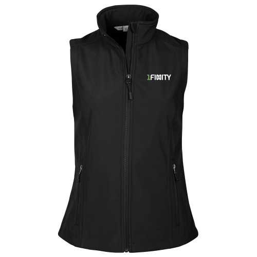 Womens Black Core Softshell Vest-1Finity Wordmark