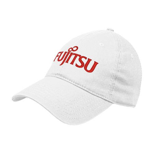 White Unstructured Adjustable Low Profile Hat-Fujitsu