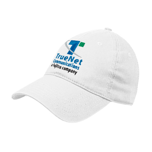 White Unstructured Adjustable Low Profile Hat-TrueNet Communications Stacked