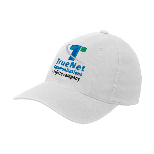 White Flexfit Structured Low Profile Hat-TrueNet Communications Stacked