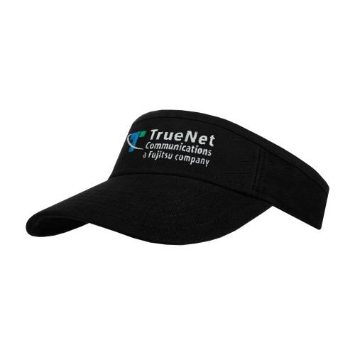 Black Brushed Bull Denim Visor-TrueNet Communications Flat