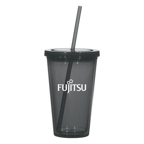 Madison Double Wall Charcoal Tumbler w/Straw 16oz-Fujitsu