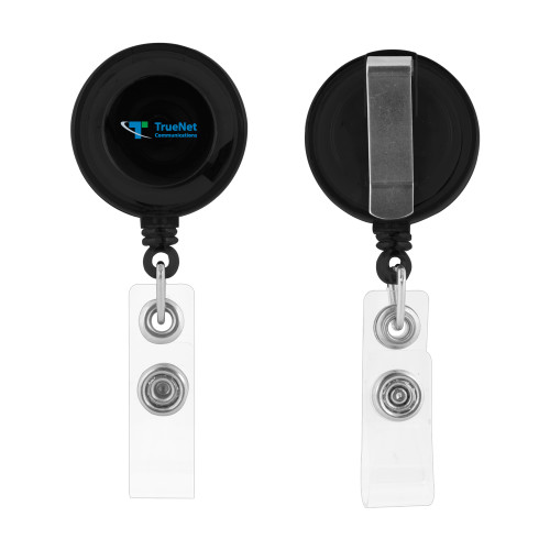 Black Retractable Badge Holder-TrueNet Communications Flat