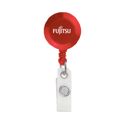 Red Retractable Badge Holder-Fujitsu