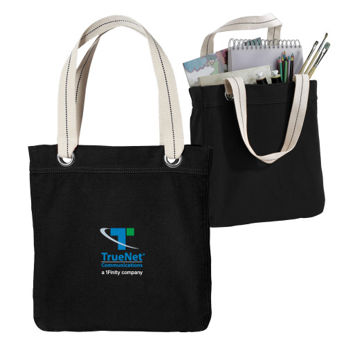 Allie Black Canvas Tote-TrueNet Communications Stacked