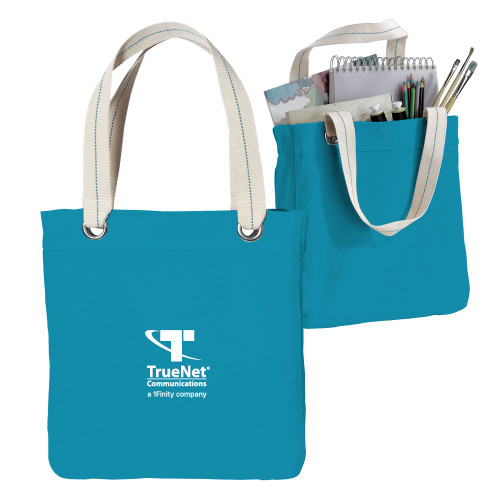 Allie Turquoise Canvas Tote-TrueNet Communications Stacked