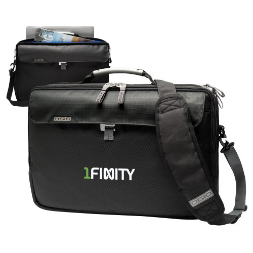 OGIO Black Pursuit Messenger Bag-1Finity Wordmark
