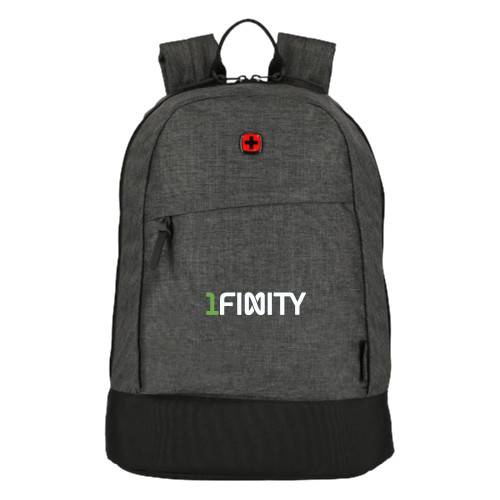 Wenger Black Recycled Rush 15 in. Laptop Backpack-1Finity Wordmark