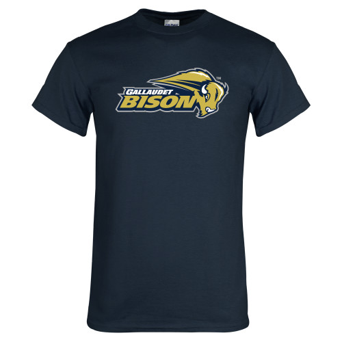  Navy T Shirt - Gallaudet Bison Mascot